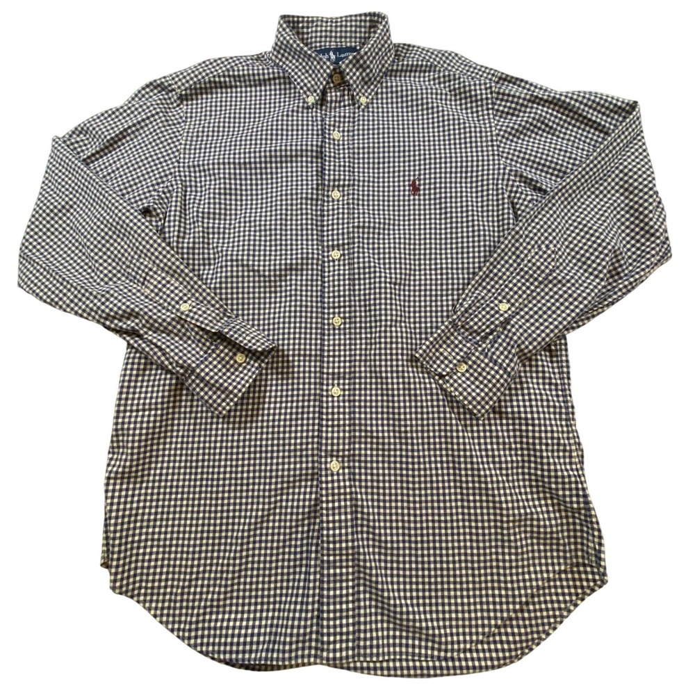 Ralph Lauren Men's Classic Fit Gingham Button Down Shirt Red Pony Logo Size M - Picture 2 of 9